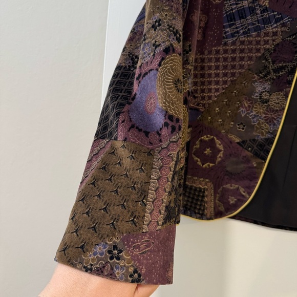 Koret vintage Women's Patchwork micro velvet Jacket blazer- Purple and Brown - Picture 5 of 13